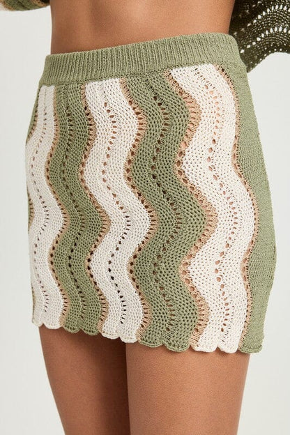 Emory Park Crochet Wave Mini Skirt crochet skirt Emory Park SAGE S 