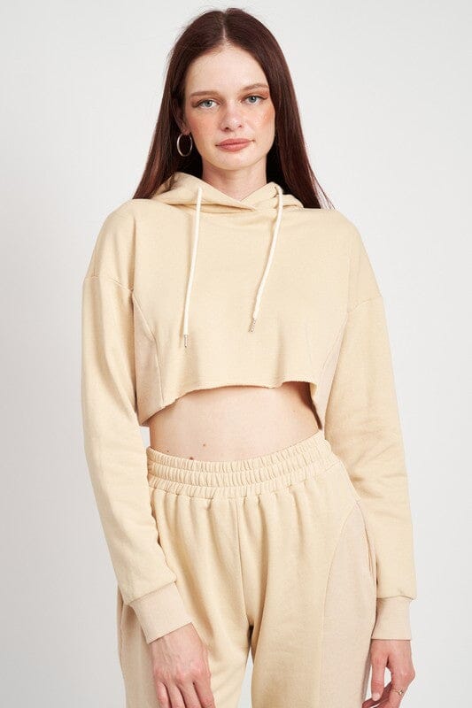 Emory Park Crop Hoodie Crop rib hoodie Emory Park NATURAL S 