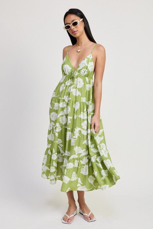 Emory Park Floral Spaghetti Strap Maxi Dress Green maxi floral dress Emory Park AVOCADO S 