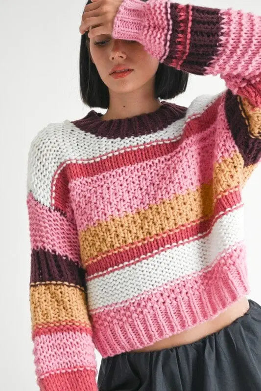 Emory Park Mock Neck Stripe Sweater sweater striped Emory Park