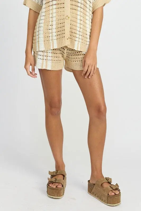 Emory Park Striped Crochet Shorts crochet stripe short Emory Park NATURAL STRIPE S