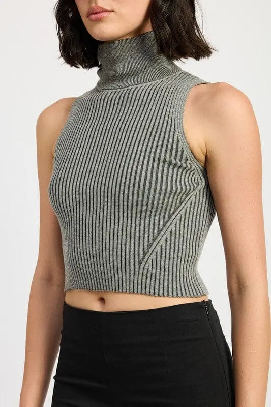 Emory Park Turtleneck Ribbed Tank Ribbed sleeveless turtleneck Emory Park
