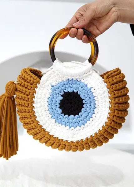 Evil Eye Crochet Handbag Miss Sparkling Brown One Size