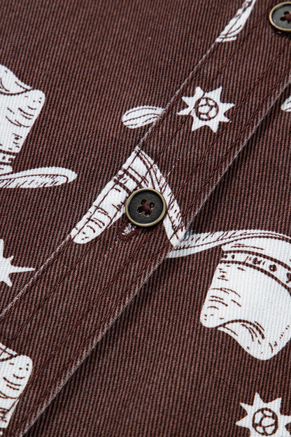 Western Cowgirl Cactus Raw Edge Denim Dress