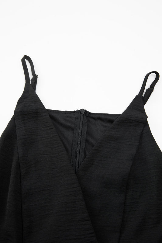 Solid Spaghetti Strap Wide Leg Drawstring Jumpsuit