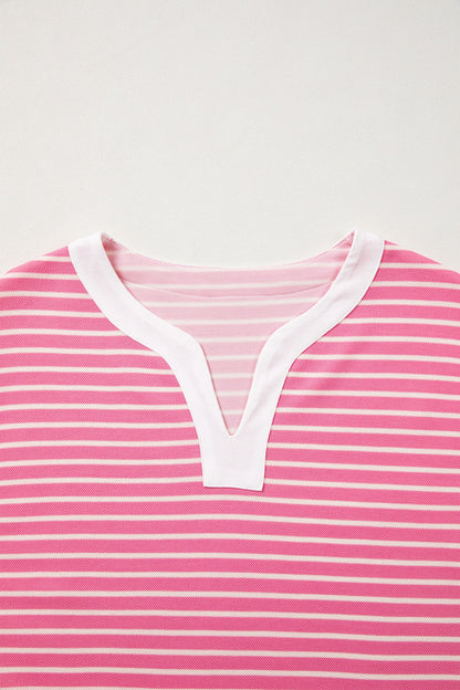 Stripe Colorblock Notched Neck Sleeveless Mini Dress