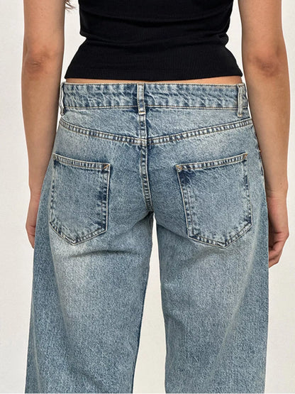 Vintage Wash Low-Rise Wide-Leg Jeans - Poet Street Boutique