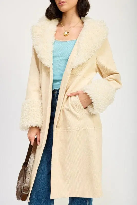 FAUX FUR MID TRENCH COAT Emory Park