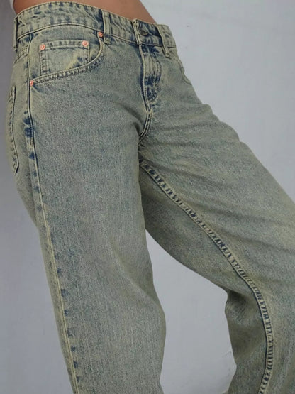 Vintage Wash Low-Rise Wide-Leg Jeans - Poet Street Boutique