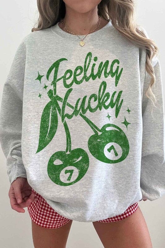 FEELIN LUCKY ST PATRICKS OVERSIZED SWEATSHIRT ALPHIA ASH S/M 