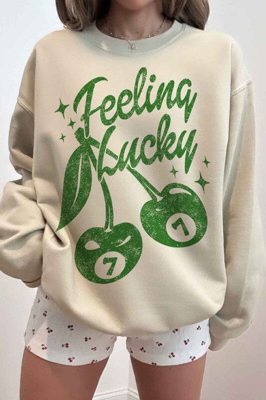 FEELIN LUCKY ST PATRICKS OVERSIZED SWEATSHIRT ALPHIA SAND S/M 