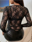 Floral Lace Mesh Long Sleeve Miss Sparkling 