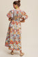 Flower Print Smocked V-neck Puff Sleeve Maxi Dress Listicle 