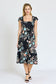 Flutter Sleeve Ditsy Floral Chevron Sundress EG fashion black coral S 