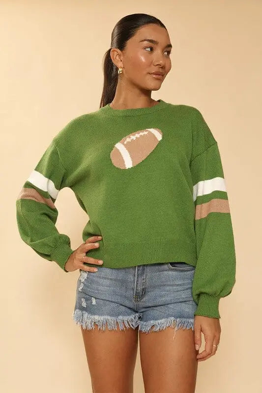 Football knit sweater Miss Sparkling Green S