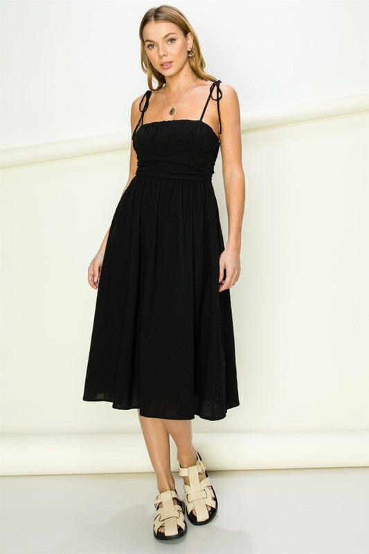 Get a Clue Tie-Strap Midi Dress maxi dress sleeveless HYFVE BLACK S 