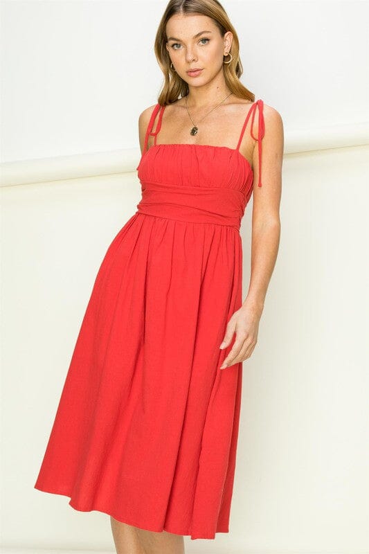 Get a Clue Tie-Strap Midi Dress maxi dress sleeveless HYFVE ORANGE RED S 