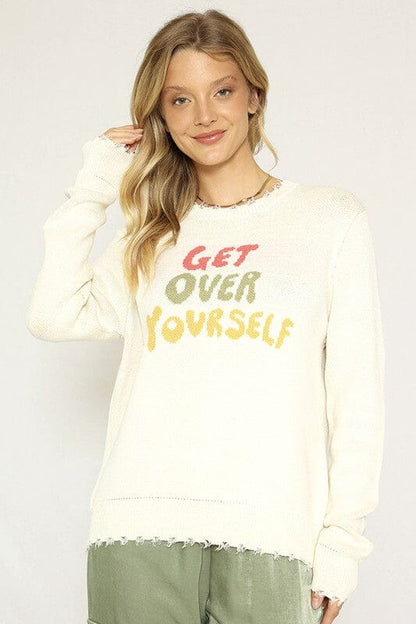 Get Over Yourself Spring Sweater Graphic Get Over Yourself Sweater Miss Sparkling Cream S 