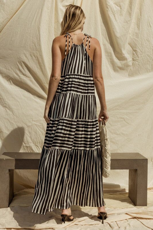 Gilli Stripe Maxi Tiered Dress