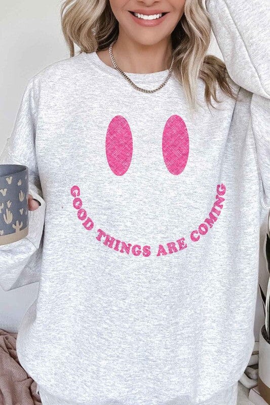 Good Things Are Coming Oversized Sweatshirt graphic oversized sweatshirt Poet Street Boutique ASH S/M 
