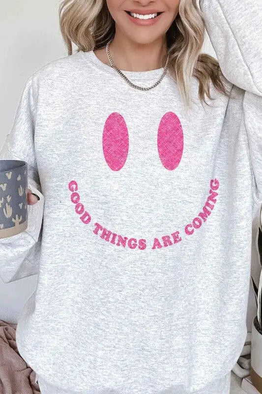 Good Things Are Coming Oversized Sweatshirt graphic oversized sweatshirt Poet Street Boutique ASH S/M