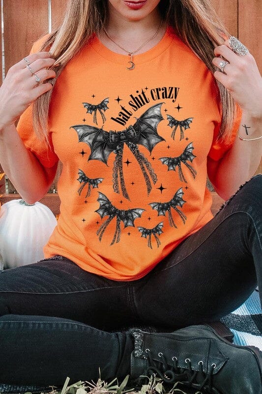 Halloween Bat shit crazy Graphic Tee Color Bear ORANGE S 