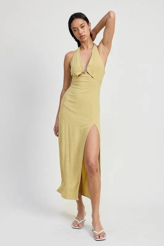 HALTER MIDI DRESS Emory Park MATCHA S