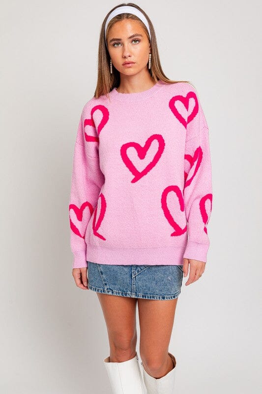 Happy Heart Sweater heart sweater LE LIS PINK-FUCHSIA HEART XS 