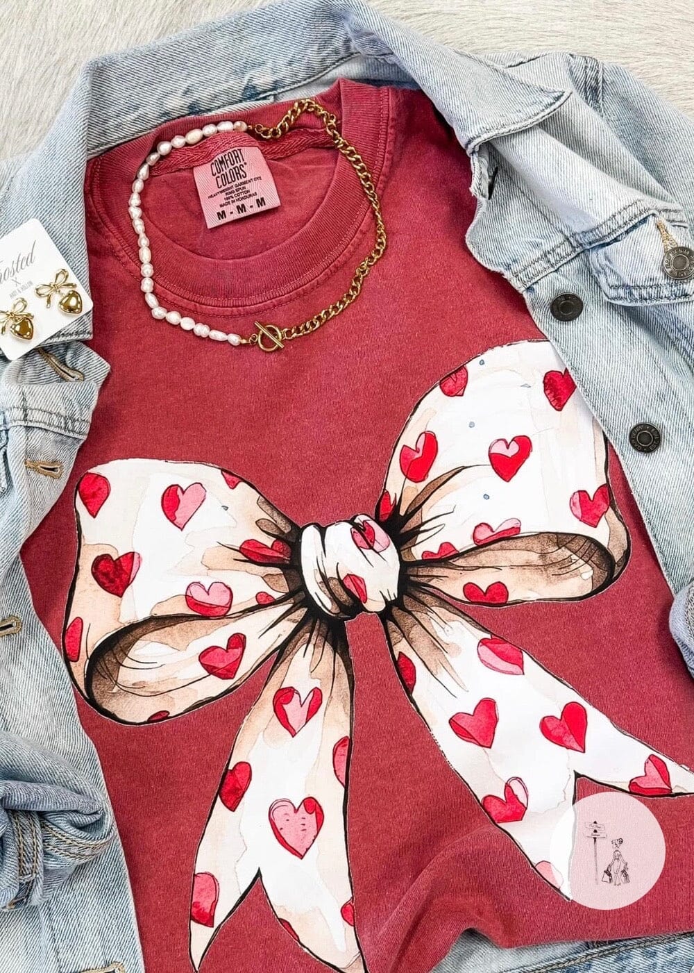 Heart Bow Graphic Tee Poet Street Boutique S 