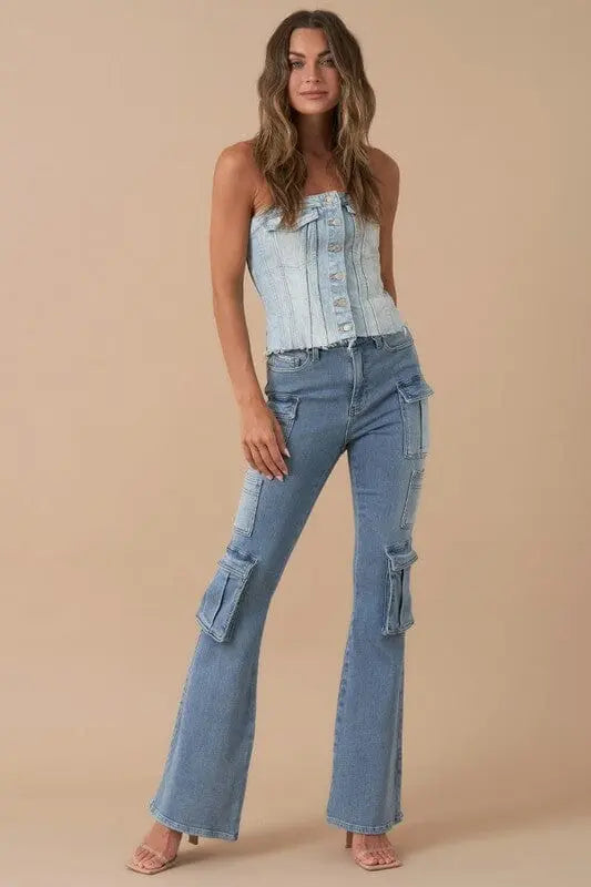 HIGH RISE CARGO BOOT JEANS Insane Gene MEDIUM 0