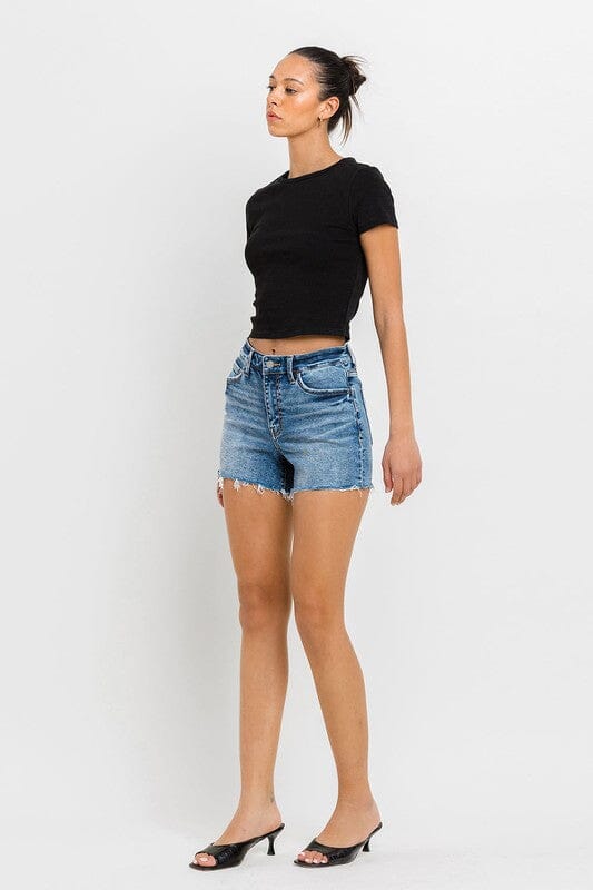 High Rise Raw Hem Denim Shorts VERVET by Flying Monkey 