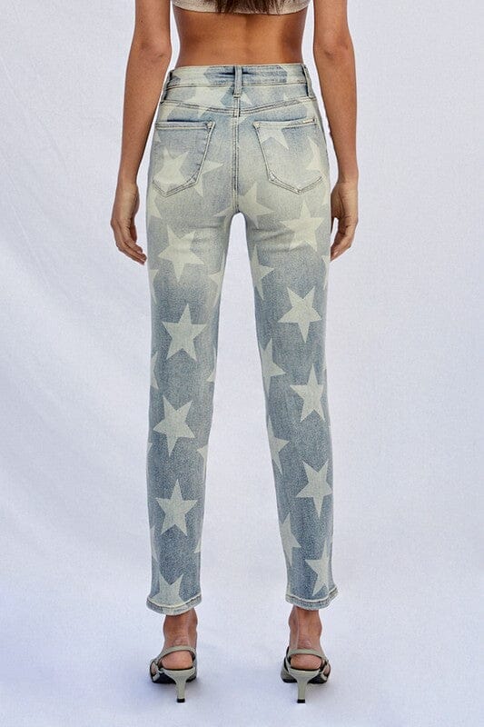 HIGH RISE STAR PRINTED GIRLFRIEND JEANS Insane Gene 