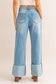 High-Waisted Wide Leg Cuffed Jeans wide leg jeans LE LIS 
