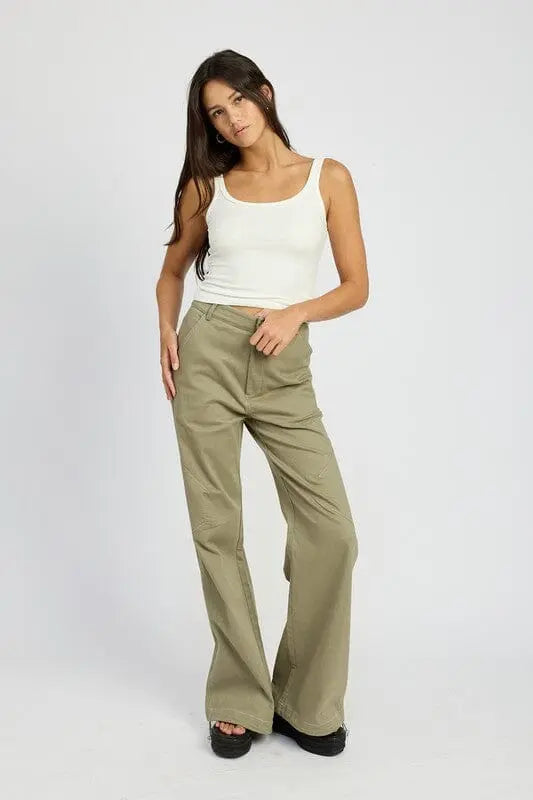 HIGH WAISTED WIDE LEG PANTS Emory Park