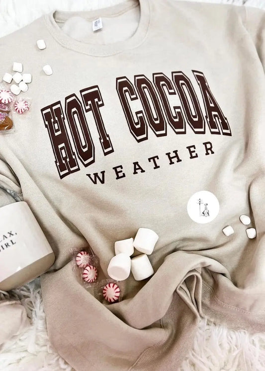 Hot Cocoa Weather Puff Print Sweatshirt graphic sweatshirt Poet Street Boutique Small