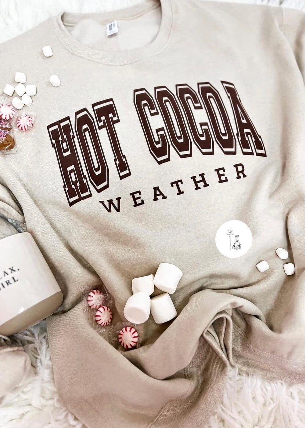 Hot Cocoa Weather Puff Print Sweatshirt graphic sweatshirt Poet Street Boutique Small 