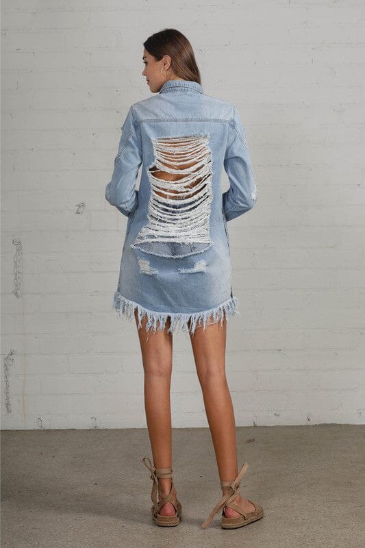 Insane Gene Destroyed Shirt Dress denim dress Insane Gene 