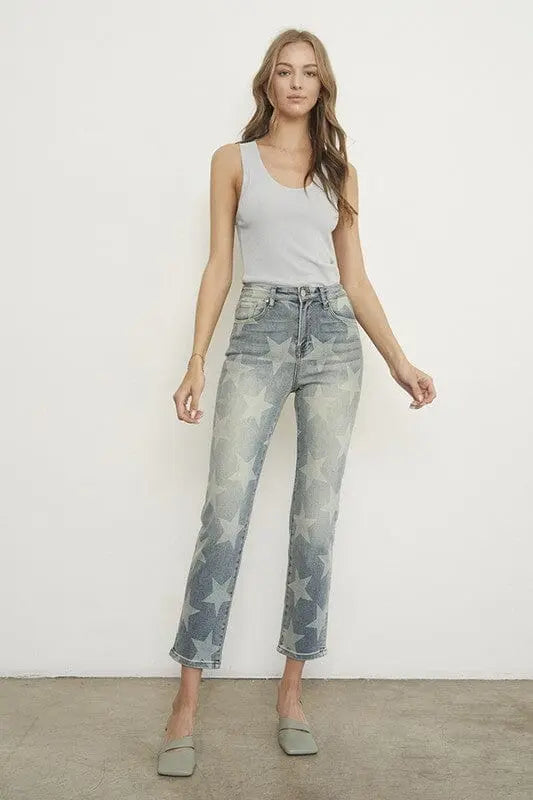 Insane Gene HR Star Girlfriend Jeans star print denim jeans Insane Gene LIGHT 0