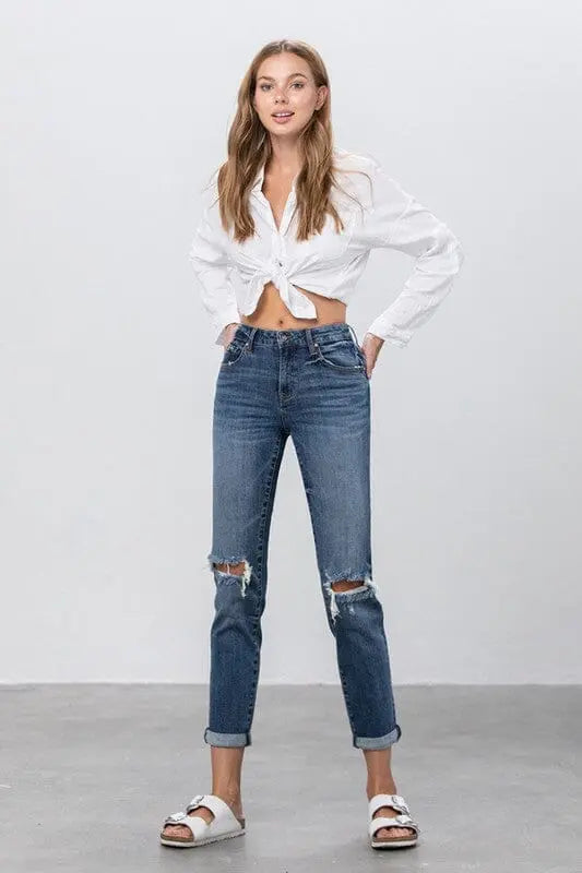 Insane Gene Mid-rise Slim Boyfriend Jeans slim boyfriend jean Insane Gene DARK 0