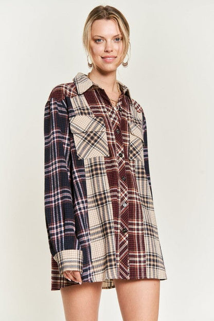 Jade By Jane Color-block Tunic Shirt tunic plaid top Jade By Jane MULTI S 