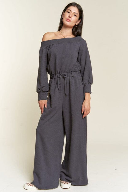 Jade By Jane One Shoulder Terry Jumpsuit terry jumpsuit Jade By Jane dark gray S 