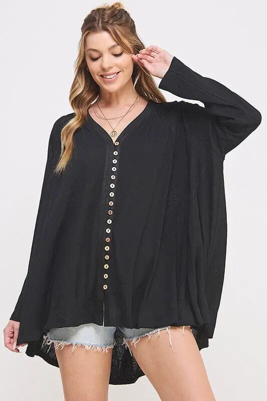 Jade By Jane Oversized Button Down Tunic Oversized wide fit button down tunic Jade By Jane BLACK S/M 