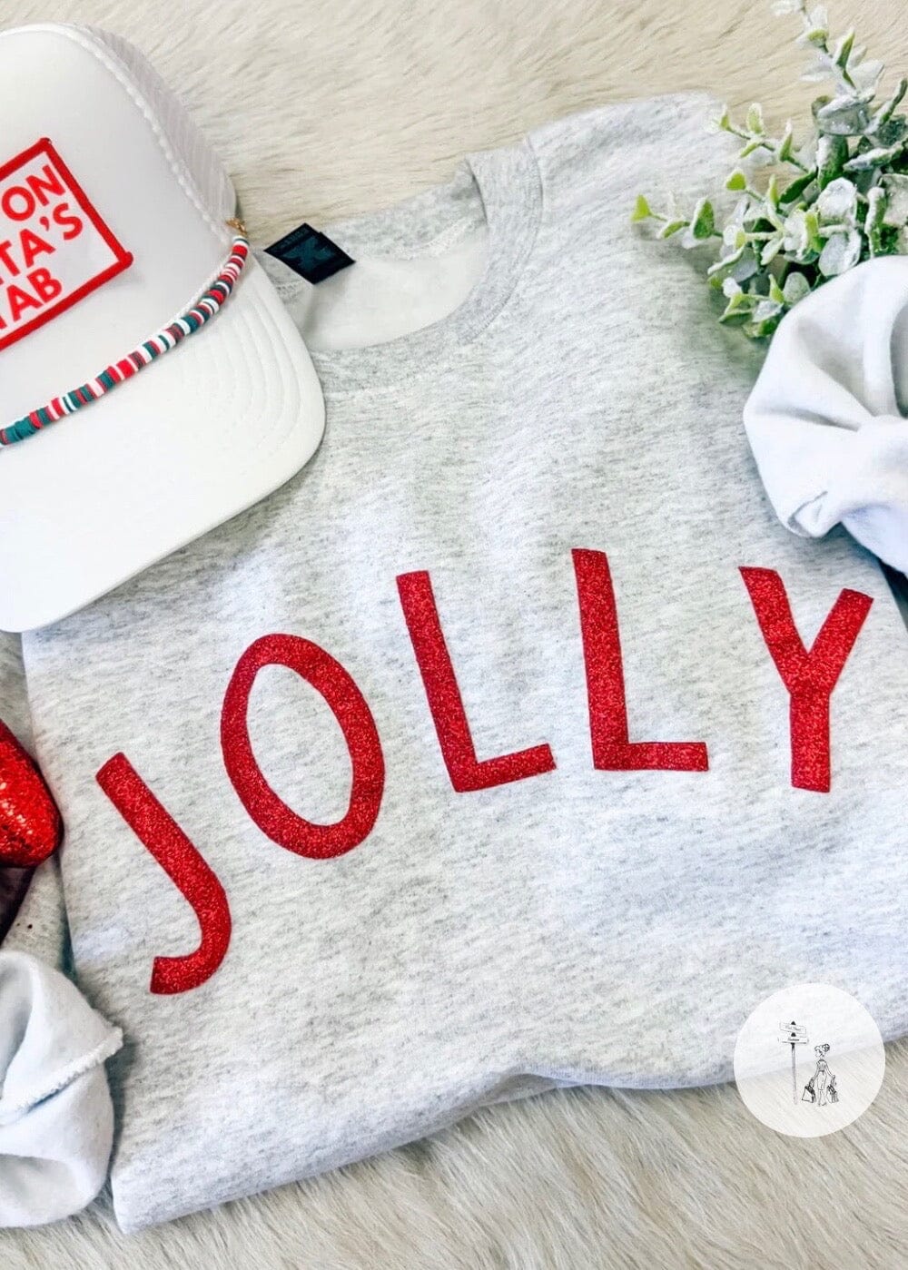 JOLLY red Glitter Puff Print Sweatshirt graphic sweatshirt Poet Street Boutique Small 