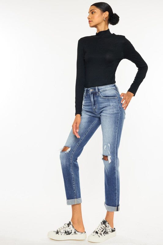 Kan Can USA High Rise Hem Detail Slim Straight Jeans jeans Kan Can USA 