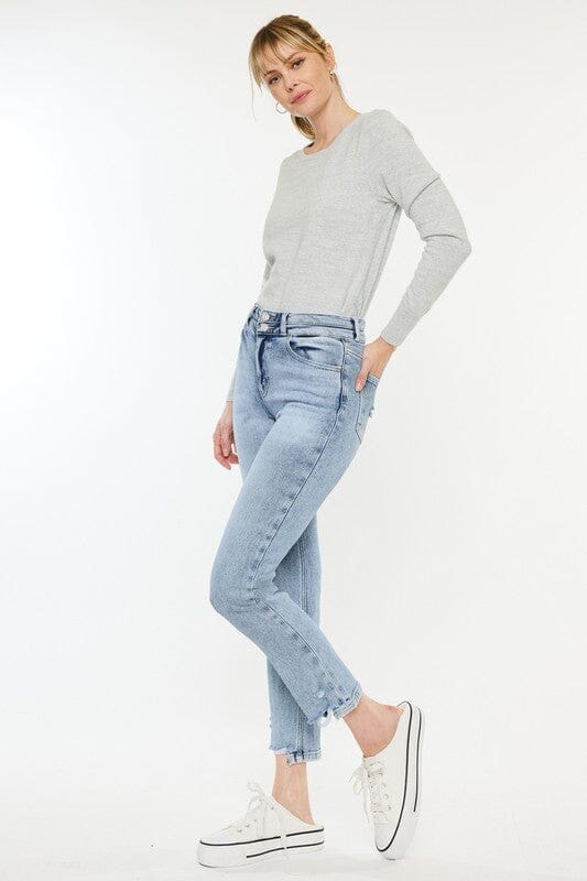 Kan Can USA High Rise Slim Straight Jeans frayed hem jeans Kan Can USA 