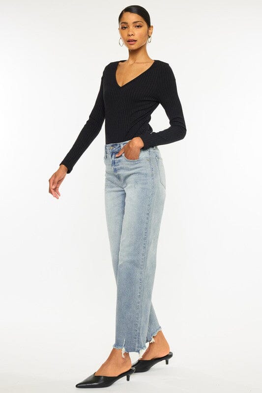Kan Can USA High Rise Slim Wide Leg Jean high rise jeans Kan Can USA LIGHT 0/23 