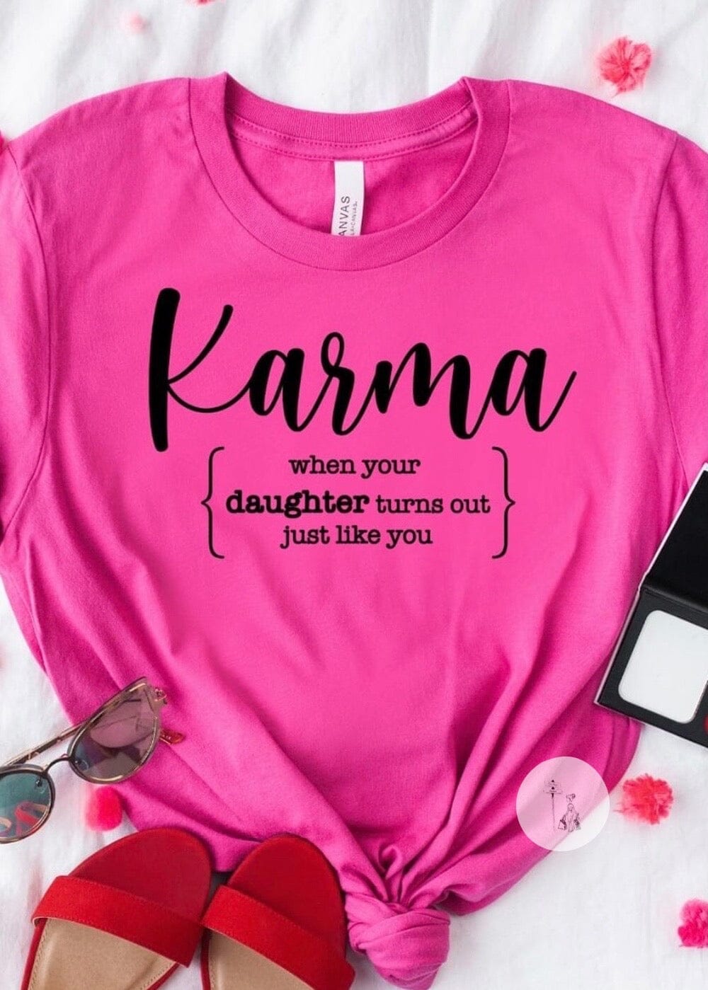 Karma Daughter Graphic Tee graphic tee Poet Street Boutique Pink Small 