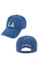 LA Embroidered Baseball Hat LA baseball cap Poet Street Boutique ROYAL BLUE OS 