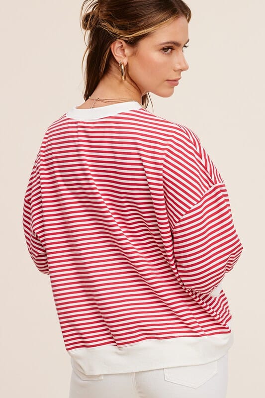 La Miel Crew Neck Stripe Top striped cotton shirt La Miel 