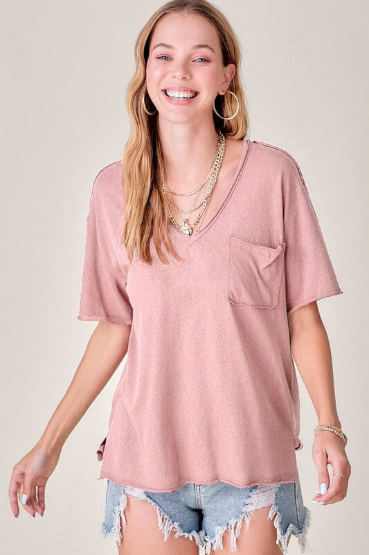 La Miel Halsey Top v-neck oversized tee La Miel BLUSH S 